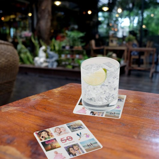 50歳の誕生日パーティー写真コラージュ スクエアペーパーコースター