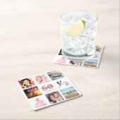 50歳の誕生日パーティー写真コラージュ スクエアペーパーコースター (インサイチュ)