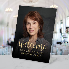 50歳の誕生日パーティー写真歓迎 台座サイン