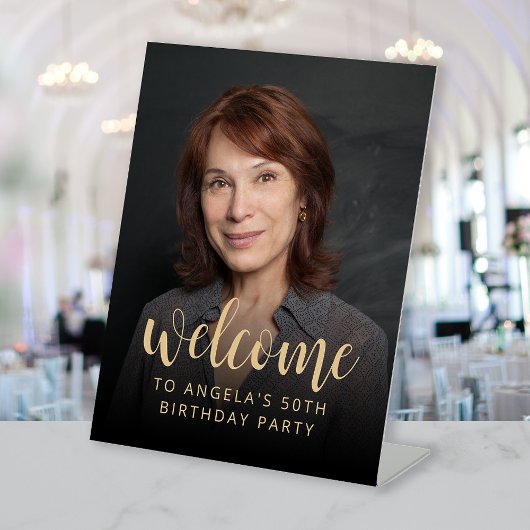 50歳の誕生日パーティー写真歓迎 台座サイン