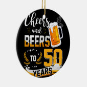 50歳の誕生日パーティー応援とビール50年 セラミックオーナメント (右)