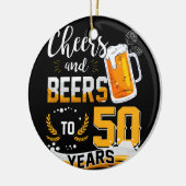 50歳の誕生日パーティー応援とビール50年 セラミックオーナメント (左)