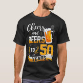 50歳の誕生日パーティー応援とビール50年 Tシャツ (正面)
