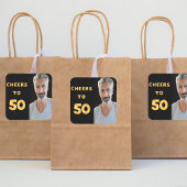 50歳の誕生日パーティー応援へ50金ゴールドバルーン文字 スクエアシール