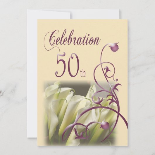 50歳の誕生日パーティー招待状テンプレート 招待状 (正面)