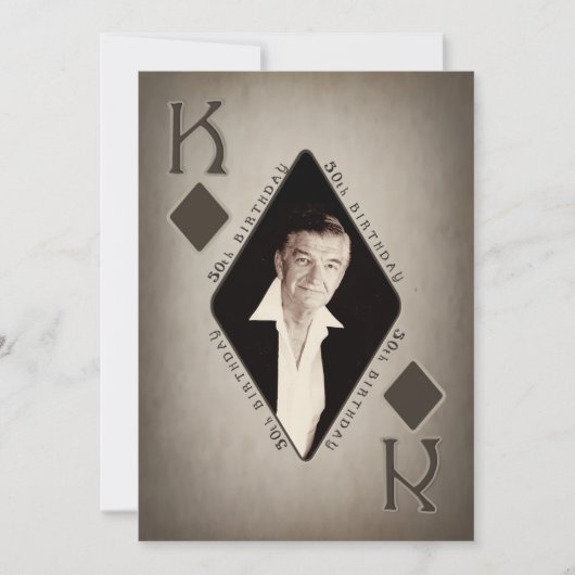 50歳の誕生日パーティー招待状 - 写真 - ポーカー/キング 招待状 (正面)