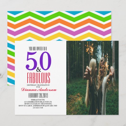 50歳の誕生日パーティー招待状 招待状 (正面/裏面)