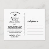 50歳の誕生日パーティー招待状、2枚の写真、風船 ポストカード (裏面)