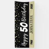 50歳の誕生日パーティー文字と紙吹雪 横断幕 (縦)