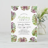 50歳の誕生日パーティー熱帯水彩葉 招待状 (スタンド正面)