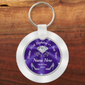 50歳の誕生日パーティー特集，紫，銀，白 キーホルダー (正面)
