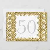 50歳の誕生日パーティー用 ホワイト×ゴールド 白 招待状 (裏面)