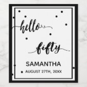 50歳の誕生日パーティー白黒こんにちは50 ワインラベル (シングルラベル)