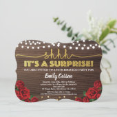 50歳の誕生日パーティー金ゴールドと赤 招待状 (スタンド正面)