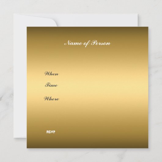 50歳の誕生日パーティー金ゴールド招待状 招待状 (裏面)