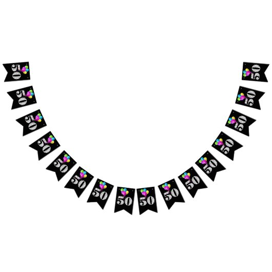 50歳の誕生日パーティー風船 バンティングフラッグ (全)