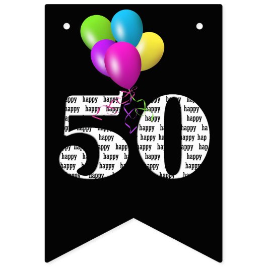 50歳の誕生日パーティー風船 バンティングフラッグ (第1の旗)