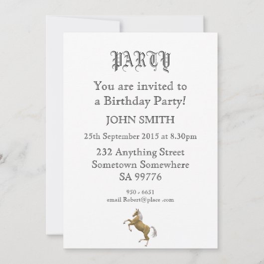 50歳の誕生日パーティー飼育馬 招待状 (裏面)