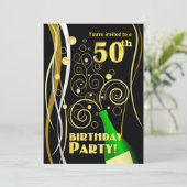 50歳の誕生日パーティー-おもしろいとフェスティバルシャンパン 招待状 (スタンド正面)