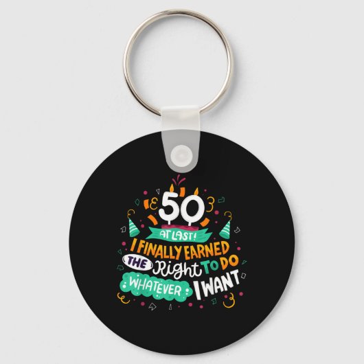 50歳の誕生日パーティー おもしろい年齢 50 おもしろい引用 キーホルダー (正面)