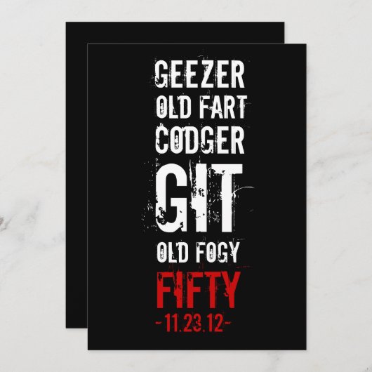 50歳の誕生日パーティー·ガイザー 招待状 (正面/裏面)