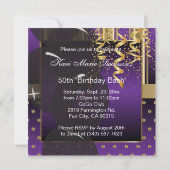 50歳の誕生日パーティー　ガールパーティー | パープル＆ゴールド 招待状 (裏面)