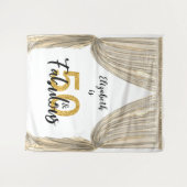 50歳の誕生日パーティー ゴールドカーテン フォトバックドロップ タペストリー (正面(横))