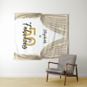 50歳の誕生日パーティー ゴールドカーテン フォトバックドロップ タペストリー (インサイチュ(横))