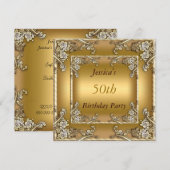 50歳の誕生日パーティー ゴールド招待状 招待状 (正面/裏面)