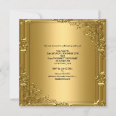 50歳の誕生日パーティー ゴールド スノーフレーク 招待状 (裏面)