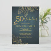 50歳の誕生日パーティー ゴールド ネイビー 50周年記念パーティー 招待状 (スタンド正面)