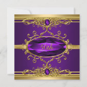 50歳の誕生日パーティー ゴールド パープル ダイヤモンド 招待状 (正面)