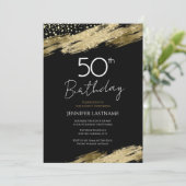 50歳の誕生日パーティー ゴールド×ブラック招待状 招待状 (スタンド正面)