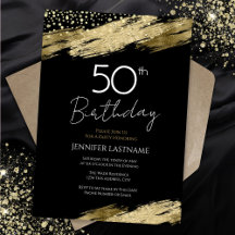 50歳の誕生日パーティー ゴールド×ブラック招待状