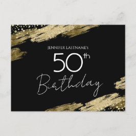50歳の誕生日パーティー ゴールド ブラック インビテーション