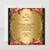 50歳の誕生日パーティー ゴールド ブラック レッド ローズ 招待状 (裏面)