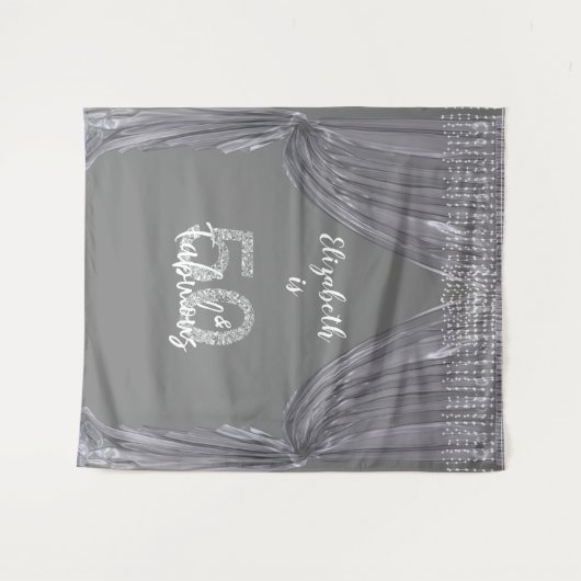 50歳の誕生日パーティー シルバーカーテン フォトバックドロップ タペストリー (正面(横))