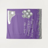 50歳の誕生日パーティー シルバーグリッター フォトバックドロップ タペストリー (正面(横))