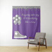 50歳の誕生日パーティー シルバーグリッター フォトバックドロップ タペストリー (インサイチュ)