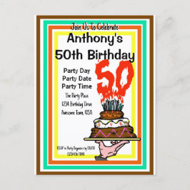 50歳の誕生日パーティー チョコレートケーキ レトロカラー ポストカード