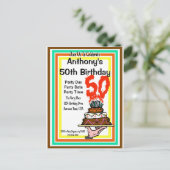 50歳の誕生日パーティー チョコレートケーキ レトロカラー ポストカード (スタンド正面)