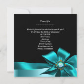 50歳の誕生日パーティー ティールブルー 蝶 招待状 (裏面)