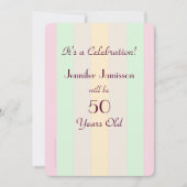 50歳の誕生日パーティー　パステルストライプ 招待状 (正面)