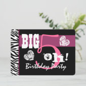 50歳の誕生日パーティー ビッグ5 オー ピンク ゼブラ A01 招待状 (スタンド正面)