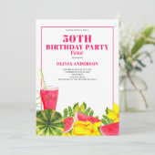 50歳の誕生日パーティー ピクニック ピンクのスイカ 招待状 (スタンド正面)