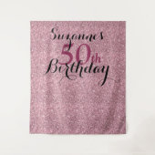 50歳の誕生日パーティー ピンクのグリッターでお祝い どんな年齢でもOK タペストリー (正面)