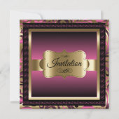 50歳の誕生日パーティー | ピンクメタリック＆ゴールド 招待状 (正面)