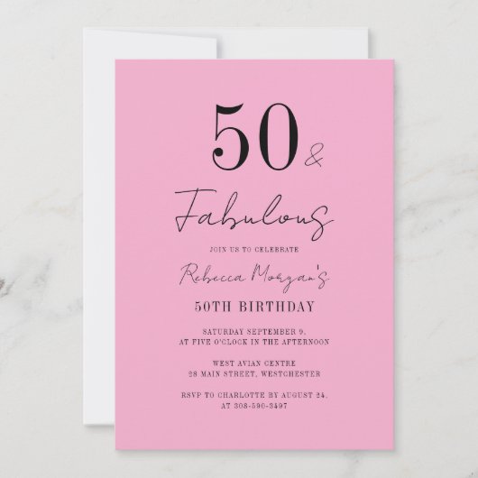 50歳の誕生日パーティー ファビュラスな50歳の台本 招待状 (正面)