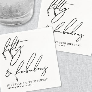 50歳の誕生日パーティー「フィフティ＆ファビュラス」 スタンダードカクテルナプキン