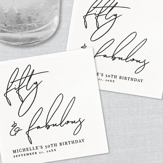 50歳の誕生日パーティー「フィフティ＆ファビュラス」 スタンダードカクテルナプキン